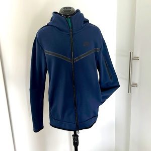 Men’s/unisex  Nike hooded track jacket blue w/ Blk trim size M